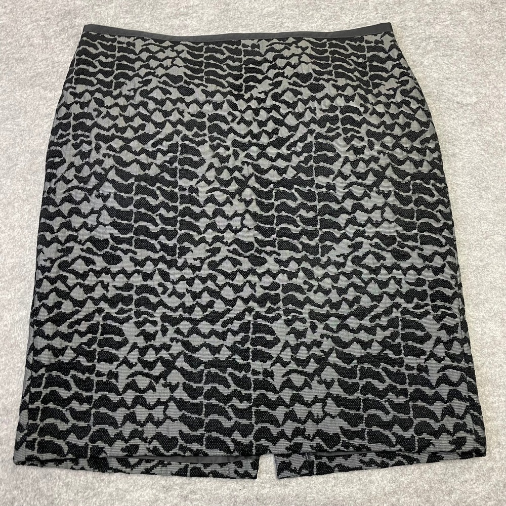 NWOT Ann Taylor LOFT Black Grey Jacquard Animal Print Pencil Skirt 14 Office
